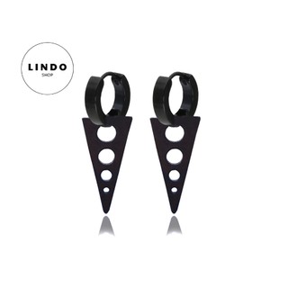 Khuyên tai nam Hàn Quốc hình tam giác xỏ lỗ (1 chiếc) LINDO titan không đen, không gỉ đeo nhiều dịp