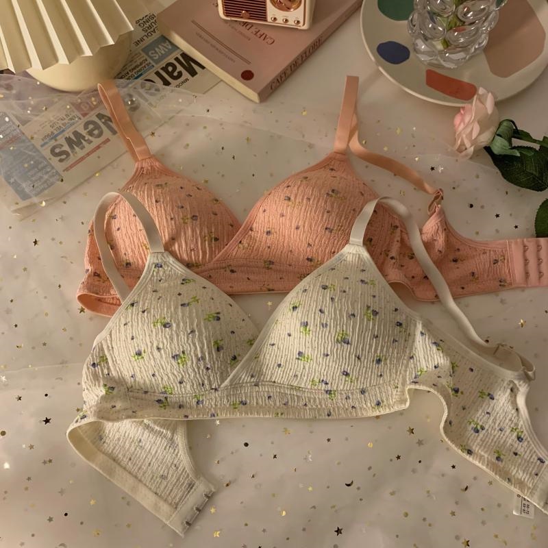 Áo Ngực cotton Không Gọng 3 / 4 cup Họa Tiết Hoa Quyến Rũ Cho Nữ