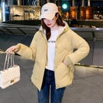 Áo khoác có đệm xuống nữ Phong cách Hồng Kông Áo khoác đệm rộng Phong cách mới Mùa đông Phiên bản Hàn Quốc Áo khoác đệm ngắn dày — ảnh 7