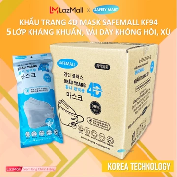 Thùng 200 / 100 Chiếc khẩu trang y tế Kf94 5 lớp SafeMall Kháng Khuẩn Kháng Bụi Mịn lên đế 99%, Khẩu trang SafeMall