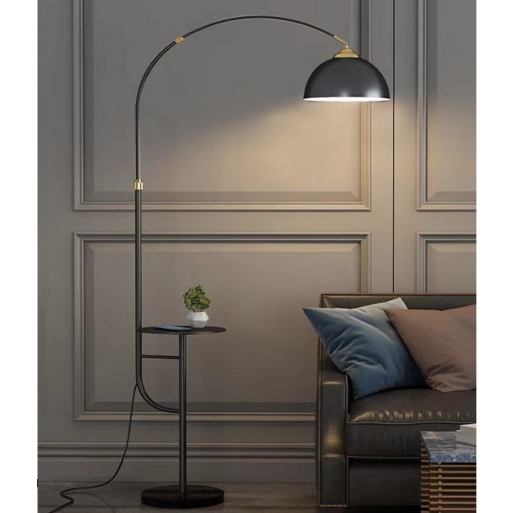 Đèn cây đứng Qled Đồng cao cấp đế bát đá tự nhiên ( Tặng kèm bóng Led as vàng ấm)