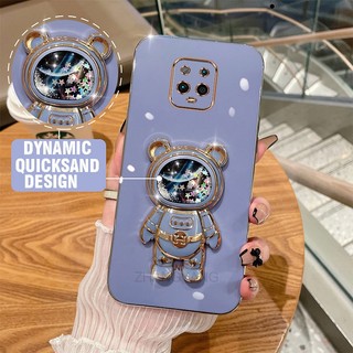 ốp lưng Redmi note 9 Pro note 9s Ốp Điện Thoại TPU silicone Mềm Mạ Điện 3D Có Giá Đỡ Hình Gấu Kim Tuyến Cho Redmi note 9 Pro note 9s