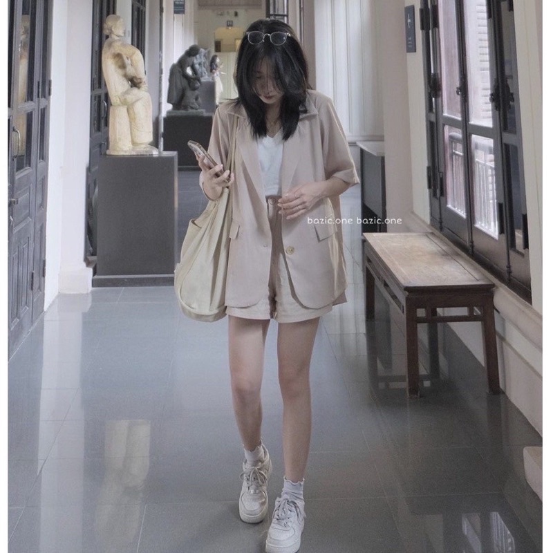 set blazer cộc tay quần short ( kèm ảnh cận chất)