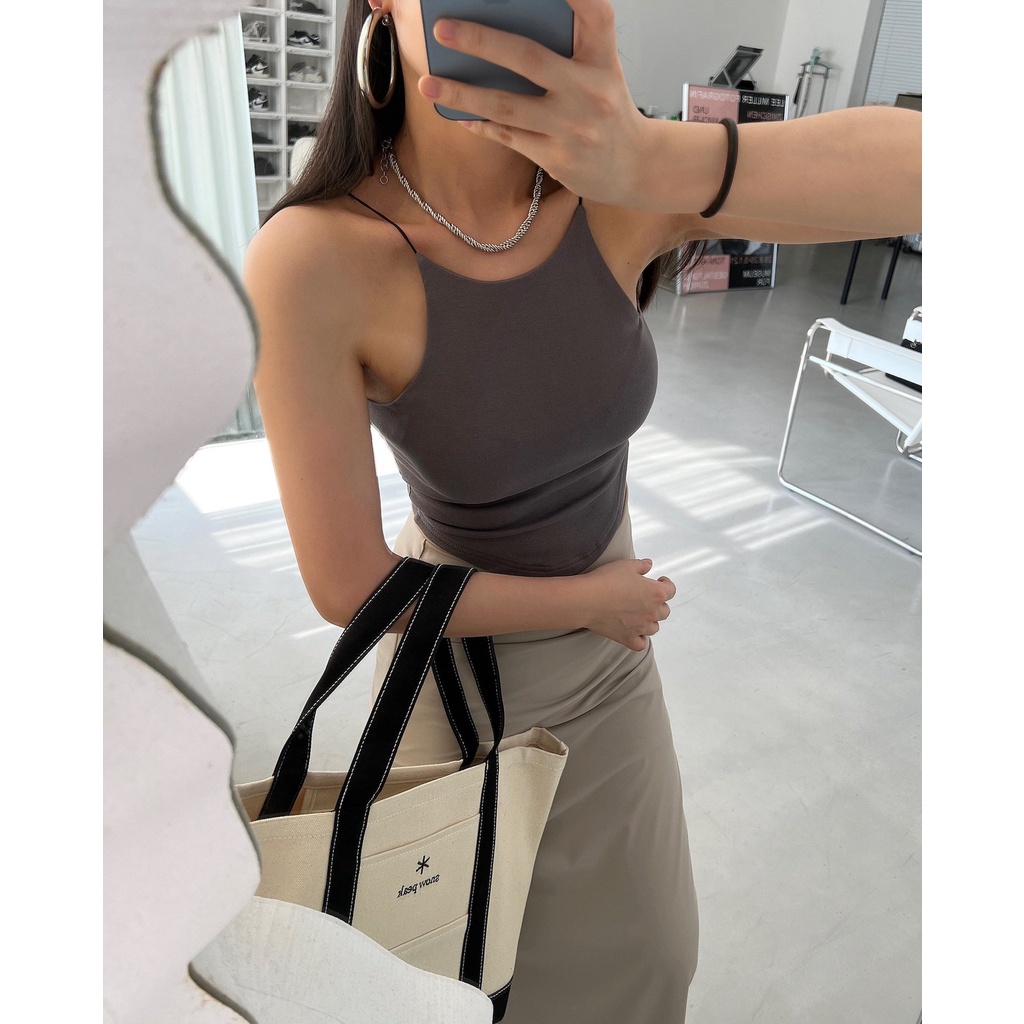 Áo Bra 2 Dây Croptop Sợi Bún Có Đệm Nâng Ngực Dáng Ôm Thoáng Mát 1868