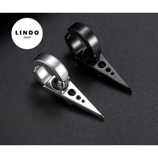 Khuyên tai nam Hàn Quốc hình tam giác xỏ lỗ (1 chiếc) LINDO titan không đen, không gỉ đeo nhiều dịp