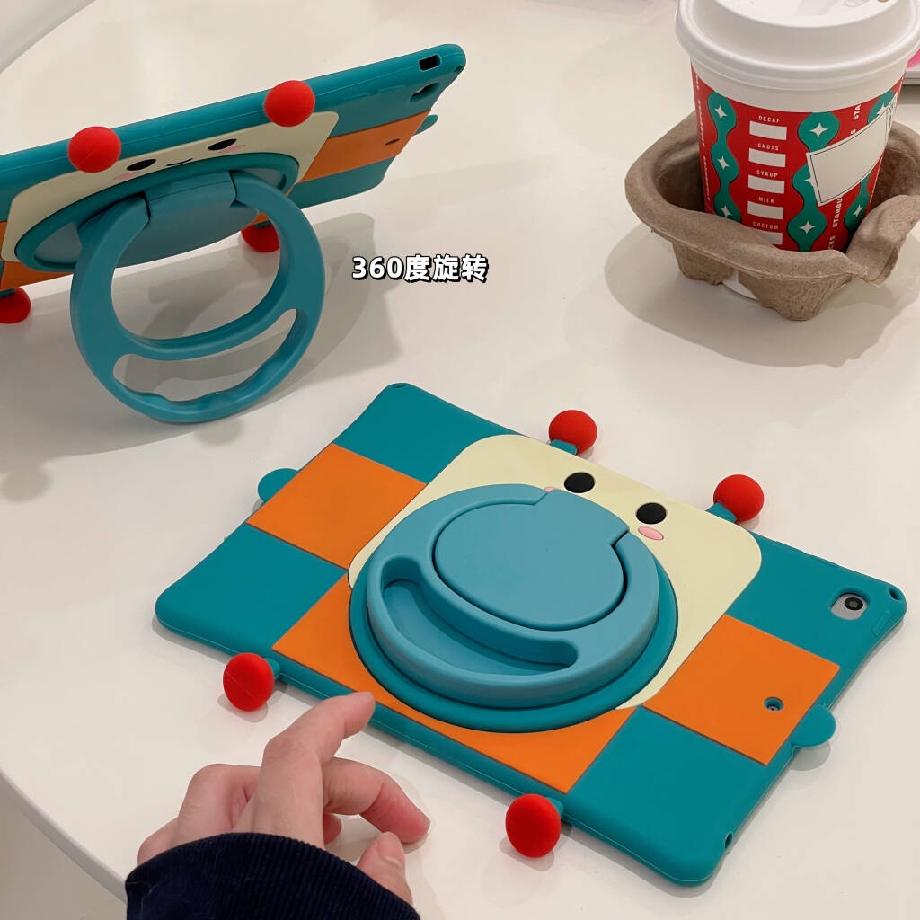 Vỏ Robot Họa Tiết Silicon Tương Thích Với Mini 1 2 3 4 5 6 IPad 7 8 9 10th Air11 Air2 Air3 Air4 Air5 10.9 "Pro9.7 Pro10.5 10.2" Pro11 2024 A16 Chân Đế
