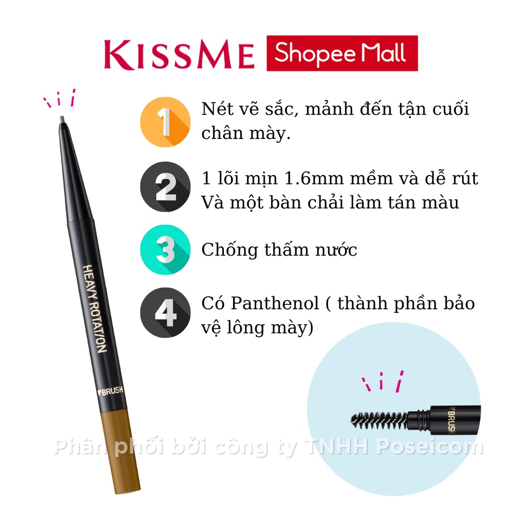 Ảnh Bút Chì Kẻ Lông Mày Kissme Lõi Chì Sáp Chống Trôi Màu Tự Nhiên Kissme Heavy Rotation Eyebrow Pencil 0.09g 1