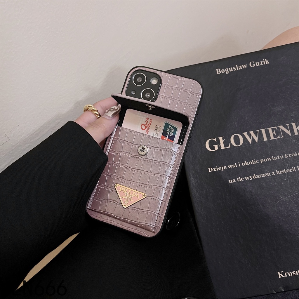 Dành Cho iPhone 11 11Pro Max 12 12Pro Max 13 13Pro Max 13mini 12mini Sang Trọng Với Gói Thẻ Da Full Cover Vỏ Điện Thoại Cổ Điển Thiết Kế Độc Đáo Bảo Vệ Vỏ Điện Thoại