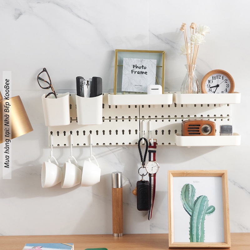 Kệ Pegboard Dán Tường KOOBEE – Kệ Gắn Tường Trang Trí Nhà Bếp, Phòng Làm Việc, Phòng Ngủ, Không Cần Khoan (DC20)
