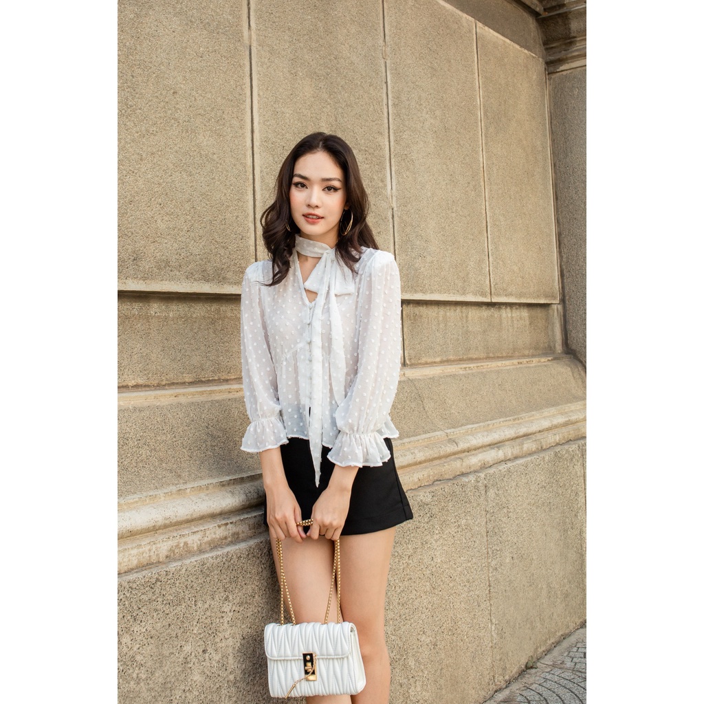 Áo nơ cổ trắng Masara