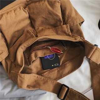 Túi Xách Đeo Chéo Một Bên Vai Bằng Vải Canvas Sức Chứa Lớn Phong Cách Đường Phố Cho Học Sinh Nam Và Nữ