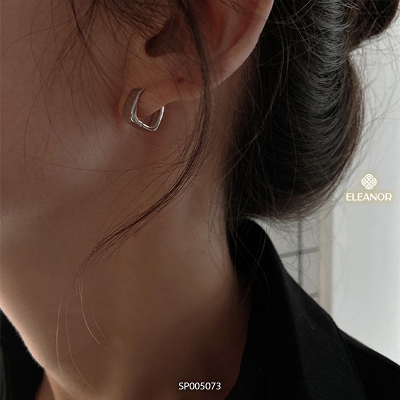Bông tai nữ chuôi bạc 925 Eleanor Accessories viền trơn khuyên tai basic phụ kiện trang sức 5073