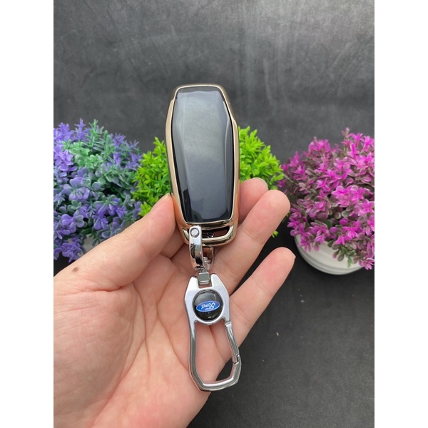 Bao chìa khóa Đen Vàng- Ốp chìa khóa  TPU Đen Vàng xe Ford 3 nút thông minh