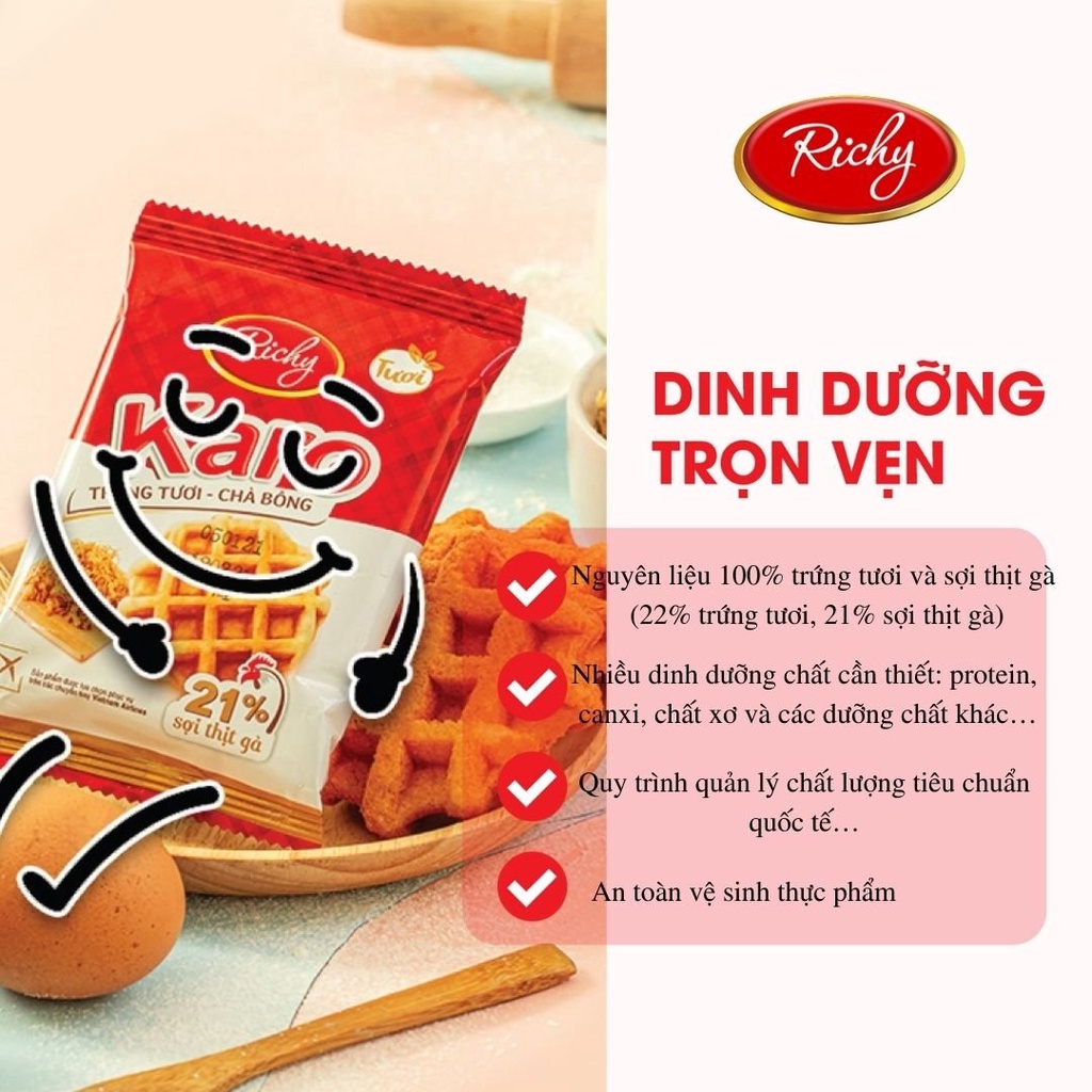 [TẶNG QUẠT ĐƠN TỪ 250K] Thùng bánh RICHY Karo 2 vị (12 bịch/thùng)