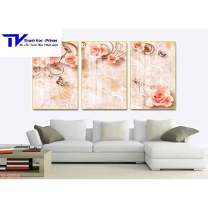 Bộ 3 Tranh Hoa Trang Sức 3D , Tranh Tráng Gương ( Bộ 3 Tấm )