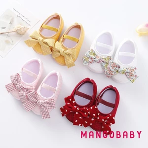 Mgg-baby Girls Giày Đế Bằng, Đế Mềm Nơ Dây Co Giãn Chống Trơn Trượt Trong Nhà Ngoài Trời Cho Bé Tập Đi
