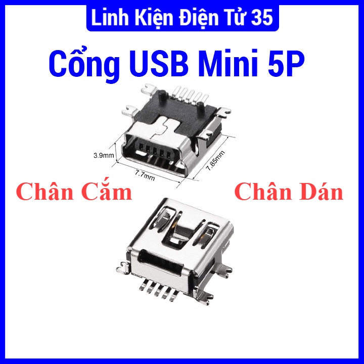 Cổng USB mini 5P chân cắm/chân dán | Shopee Việt Nam