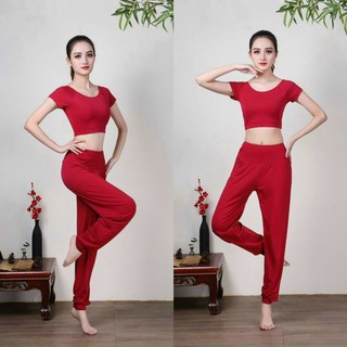 Bộ alibaba tập yoga , tập zumba, tập múa chất thun coton co giãn đa chiều thoáng mát ... Hàng VNXK