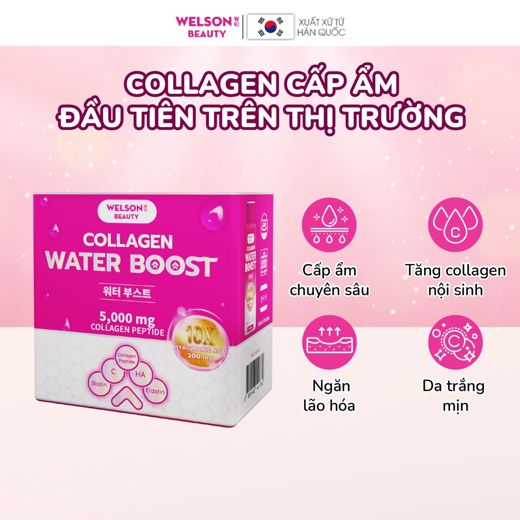 Collagen uống HA cấp ẩm sáng da Welson Beauty Water Boost hộp 6 chai x 50ml | Shopee Việt Nam