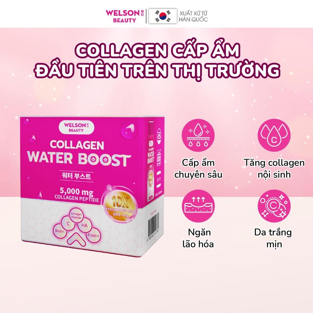 Collagen uống HA cấp ẩm sáng da Welson Beauty Water Boost hộp 6 chai x 50ml | Shopee Việt Nam