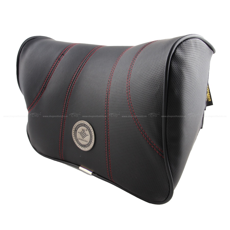 Gối đầu da kiểu đồi núi XG-003 đen chỉ đỏ TK005A