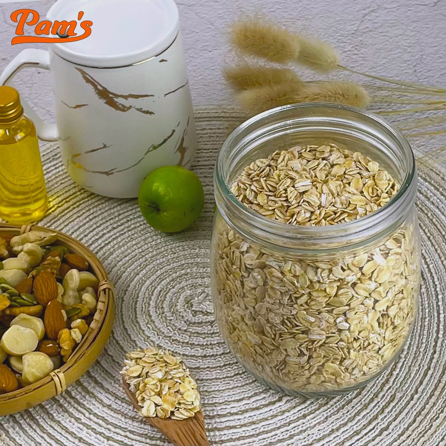 Yến Mạch Cán Dẹt Nhập Khẩu Úc Pams 500g/hũ, Giàu Chất Xơ, Thích Hợp Dùng Ăn Kiêng