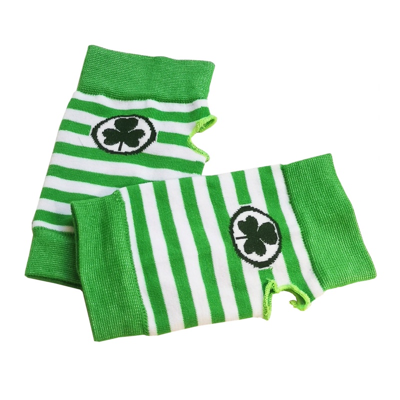 DASBSUG Ngày Thánh Patrick Đùi Tất Quần Tay Ấm Găng Tay Trắng Xanh Sọc Shamrock Clover In Phần Ireland