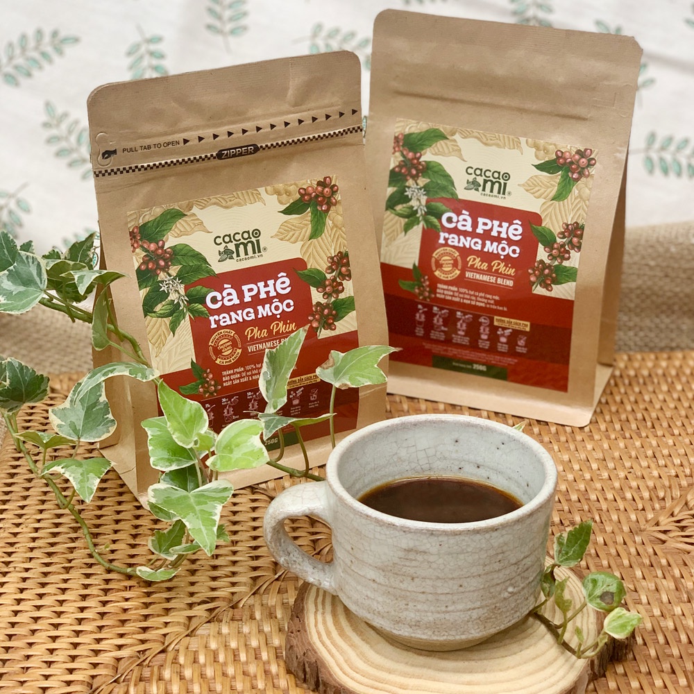 Ảnh Cà phê nguyên chất rang mộc Cacao Mi blend Robusta Arabica đậm đà cafe pha phin thơm ngon 15g-250g 2