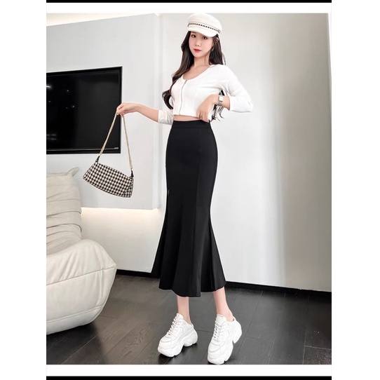 chân váy đuôi cá sẻ đùi 80cm, chân váy dáng dài tuyết mưa cao cấp dáng ôm