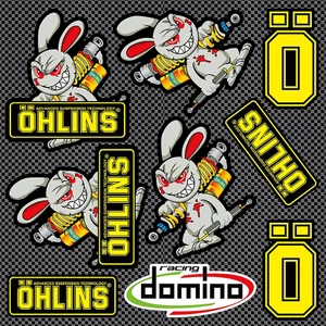 Set 9 Tem dán xe logo OHLINS siêu nét chính hãng decal không thấm nước công nghệ in MIMAKI NHẬT BẢN