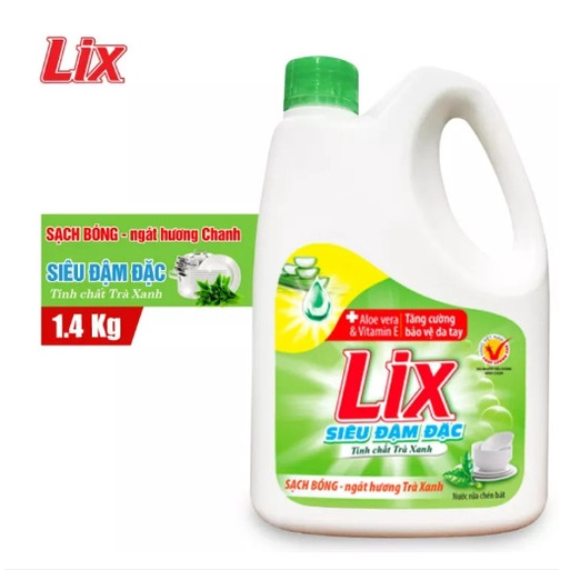 Ảnh Nước rửa chén LIX siêu đậm đặc hương trà xanh 1.4kg NT140 làm sạch dầu mỡ không hại da tay - Lixco Việt Nam 2