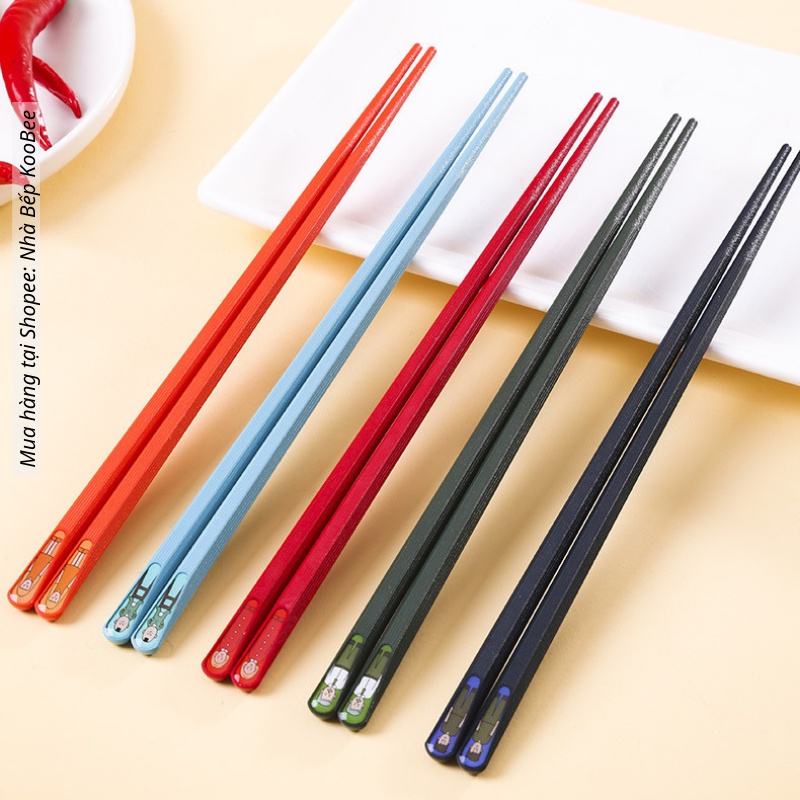 Set 5 Đôi Đũa Ăn Gia Đình KOOBEE – Sợi Thủy Tinh Nhật Kháng Khuẩn, Chống Trơn, Chịu Nhiệt, Phân Biệt Theo Thành Viên