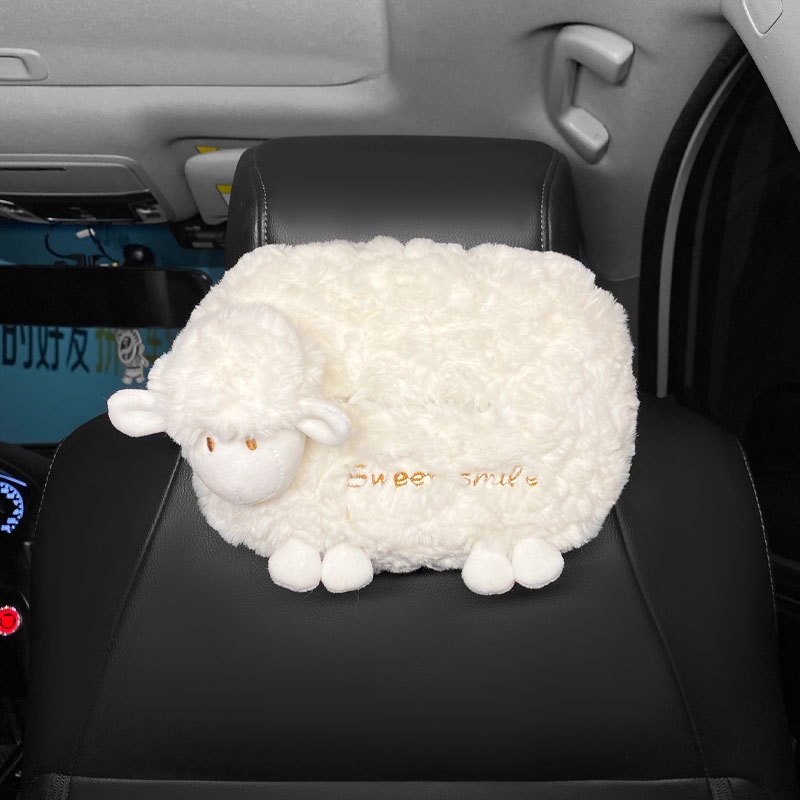 Hộp Đựng Khăn Giấy Hình Cừu Hoạt Hình Lót Ghế Ngồi Xe Hơi