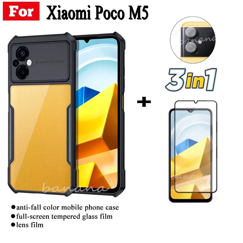 Ốp điện thoại chống sốc 3in1 Poco M5 POCO X4 PRO M4 PRO POCO C40 F4 + màng kính cường lực + Phim ống kính máy ảnh