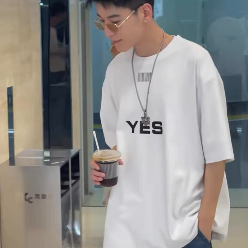 Áo thun Stee Cổ tròn YES NO ICVCVNI  Unisex Menwear Cotton