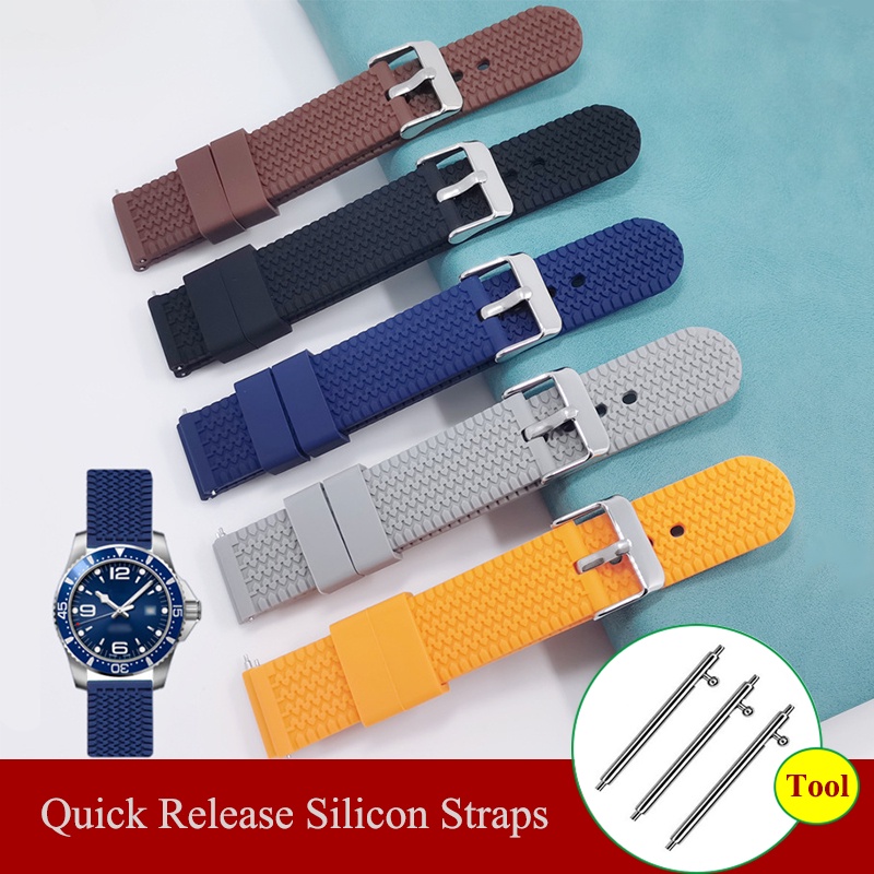 Dây Đeo Đồng Hồ Bằng Silicone Chống Thấm Nước 18mm 20mm 22mm 24mm Cho Seiko