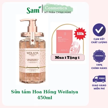 Sữa Tắm Tủy Mật Hoa Hồng Damask Weilaiya 450ml, sữa tắm hương nước hoa, sữa tắm trắng da, dưỡng ẩm, bổ sung collagen