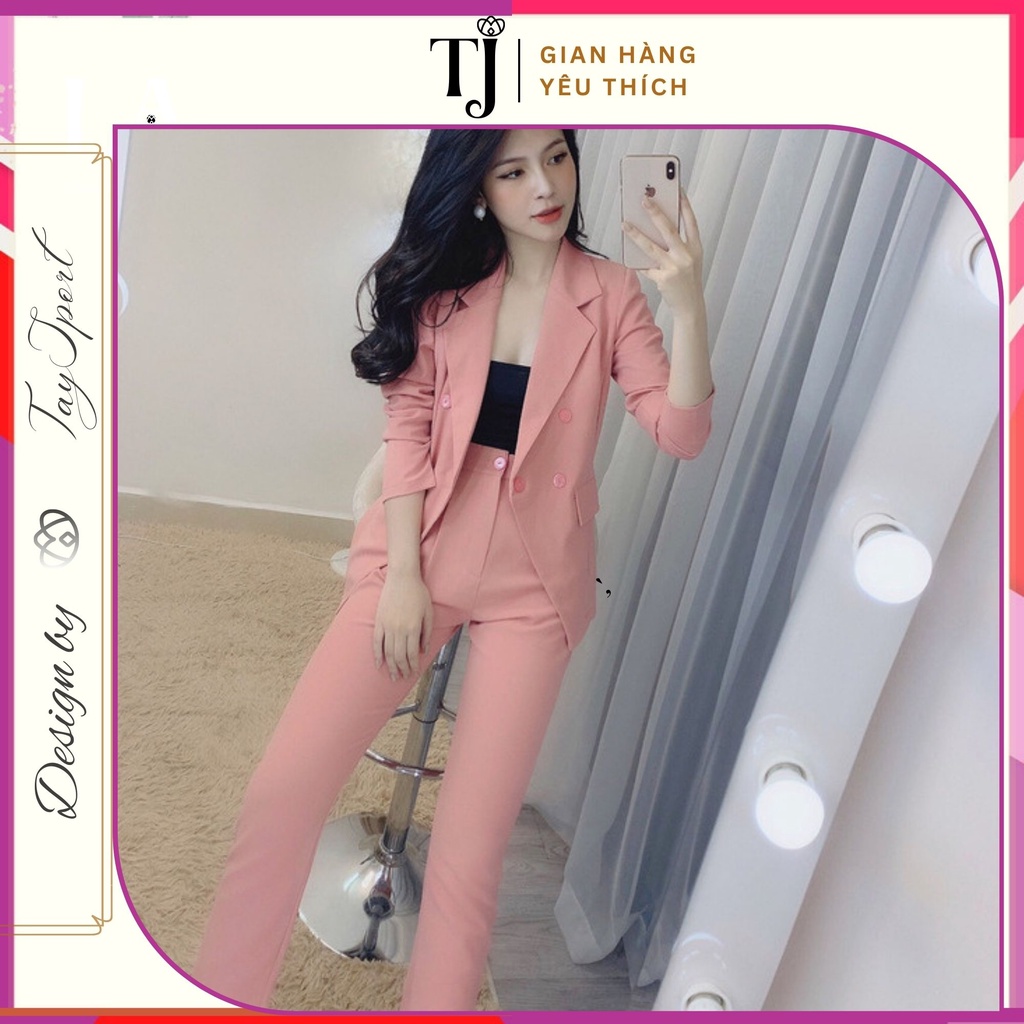 Set bộ vest áo blazer kèm quần dài chất liệu cao cấp, mặc đi làm, đi chơi, đi tiệc sang trọng, trẻ trung, không kén tuổi