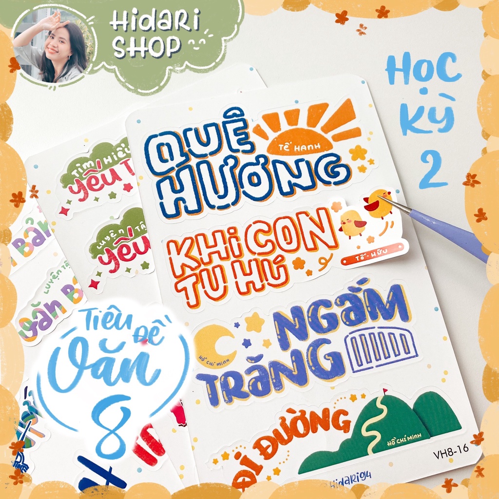 Sticker Tựa Bài Văn Học 8 / Tiêu đề Văn 8 - Sticker Ham Học - Hidari ...