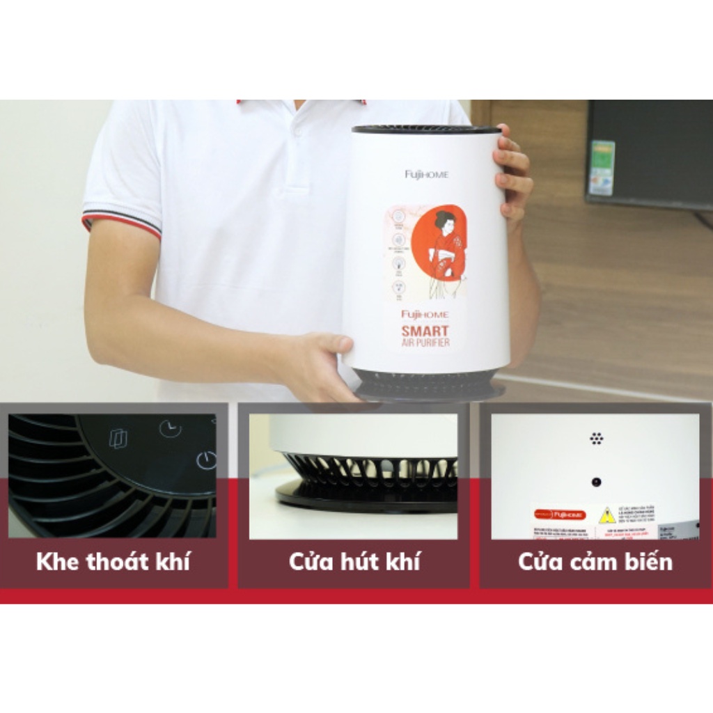 Máy lọc không khí FujiHome AP12, màng lọc HEPA loại bỏ bụi mịn, cảm biến đo chất lượng không khí, BH 12 tháng toàn quốc