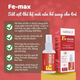 Sắt dạng xịt Fe Max,bổ sung Sắt Fe Max giúp hỗ trợ tạo máu, giảm nguy cơ thiếu máu do thiếu sắt