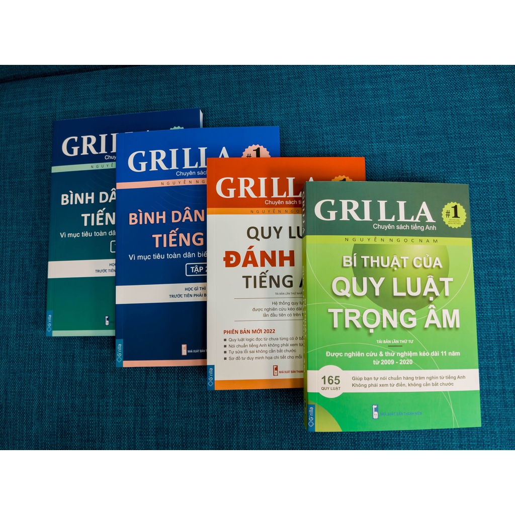Ảnh Sách - Combo 4 quy luật đánh vần tiếng Anh, bí thuật trọng âm và bình dân học vụ - Kèm App Grilla 3