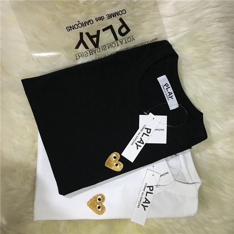 [Nhãn + tag] Áo thun unisex thêu tình yêu cổ điển PLAY chất lượng cao