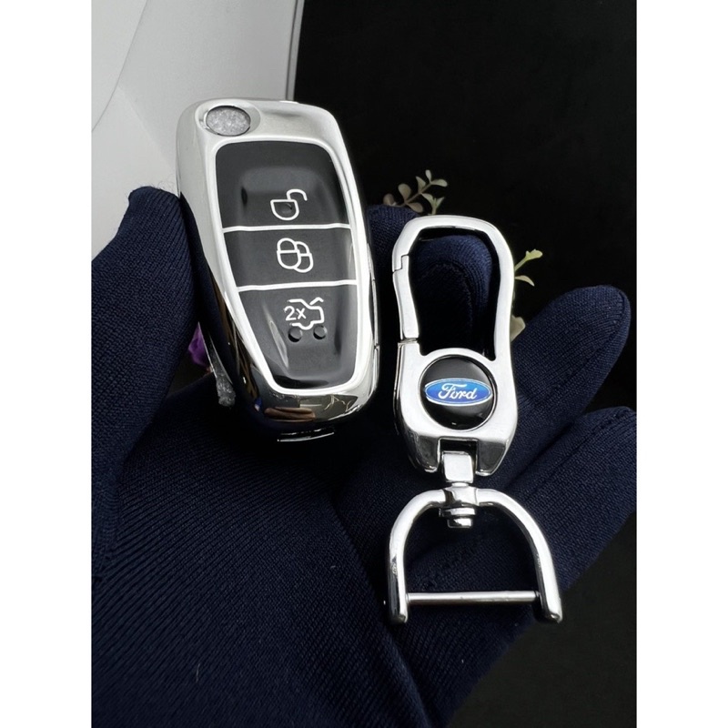 Ốp chìa khoá TPU mạ inox xe ford xls, Focus, Fiesta,- bản chìa gập