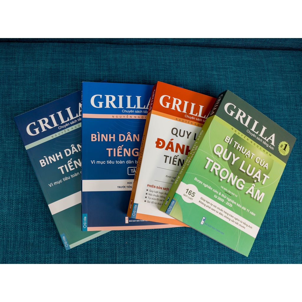 Ảnh Sách - Combo 4 quy luật đánh vần tiếng Anh, bí thuật trọng âm và bình dân học vụ - Kèm App Grilla 2