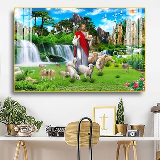 Tranh Tráng Gương Laminate - Chúa Giê-su Chăn Chiên Lành 01 - Bo Viền Cao Cấp