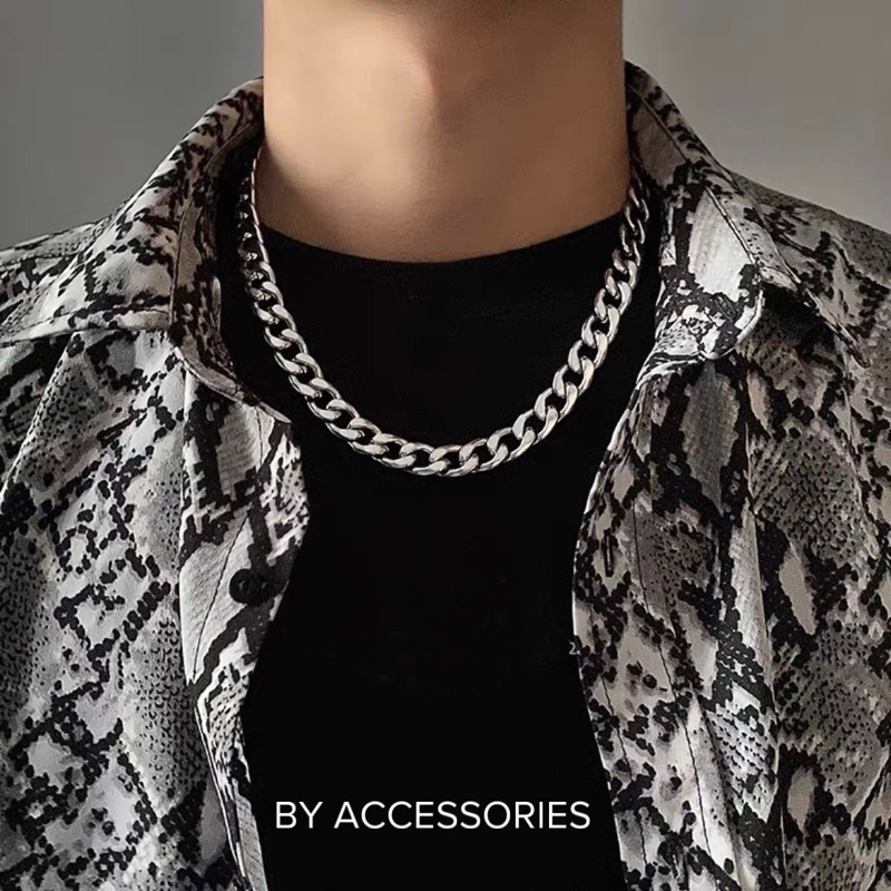 Vòng cổ titan unisex xích ngắn bản to không gỉ UN191007