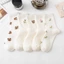 Tất cổ cao nữ trắng phong cách Nhật Hàn vớ gân nhún cotton co giãn thoáng mát họa tiết gấu thỏ đáng yêu đẹp HANASO TD050