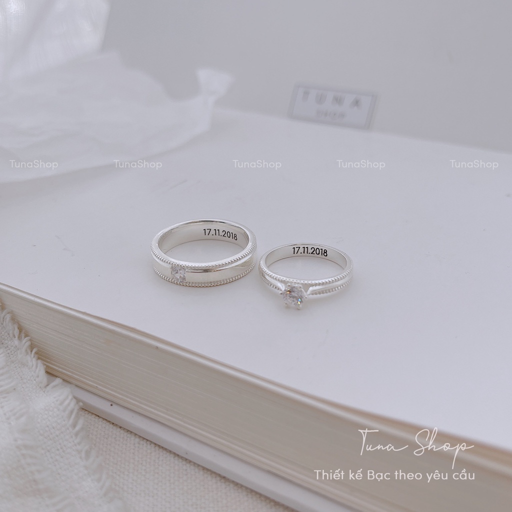 925 Silver Couple Rings, engravable by TuNa Silver - Trang sức bạc