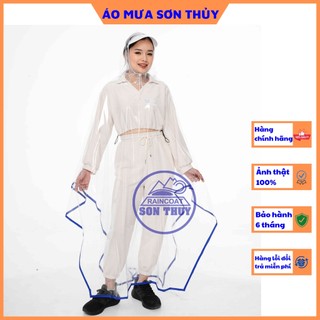 Áo mưa cánh rơi TRONG SUỐT 1 mũ , 2 mũ Áo mưa trong suốt Sơn Thủy vải dày, to rộng PVC freesize dobaohoso1